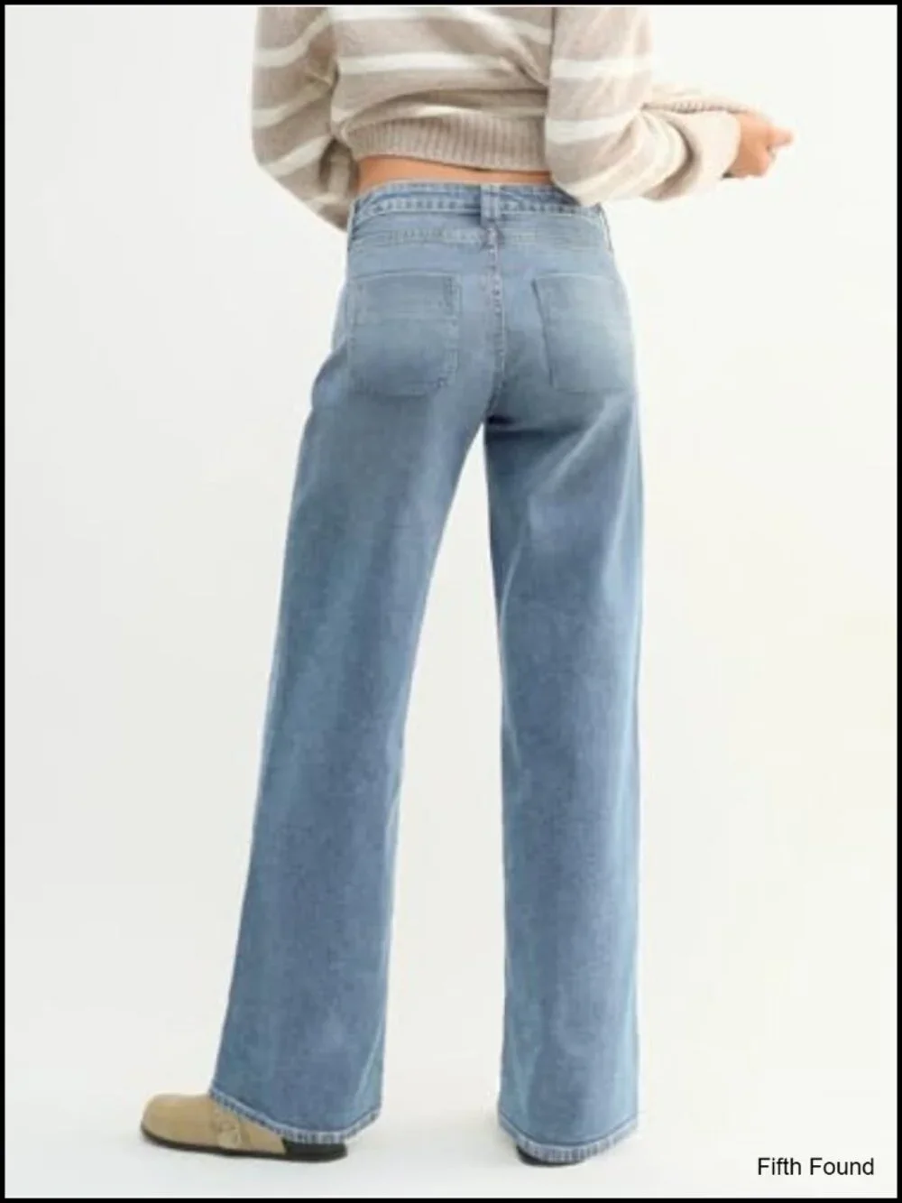 Mid-High Rise Baggy Straight Leg Jeans, Boyfriend Wide Leg, Stretchy Denim